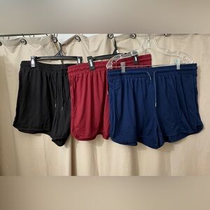 Women's Athletic Shorts - Black, Red, and Blue